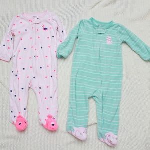 Set of 2 Carter's terry footed sleepers size 9M